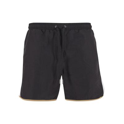 Badeshorts URBAN CLASSICS "Urban Classics Retro Look Swim Shorts", Herren, Gr. L, US-Größen, schwarz, 100% Nylon, Badehosen Badeshorts