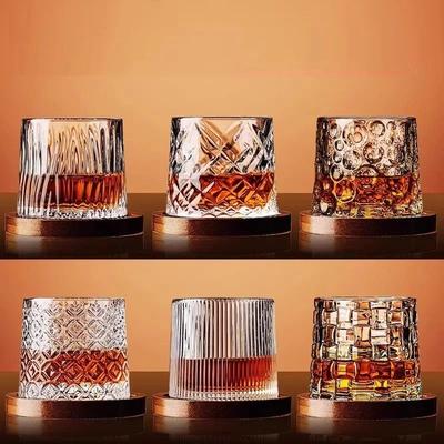 Uplifted Finds Rotating Crystal Whiskey Tumbler High Performance Spinning Brandy Glass With Centrifugal Precision Base k 2 Pcs
