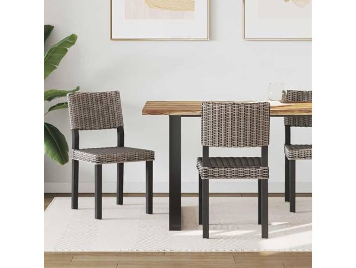 HGPOTUY Esszimmerstuhl GENDT 2 STK. Kubu Rattan Schwarz Hohe Rückenlehne, Fußstütze, Massivholz, Belastbar bis 136 kg, für Küche und Wohnzimmer