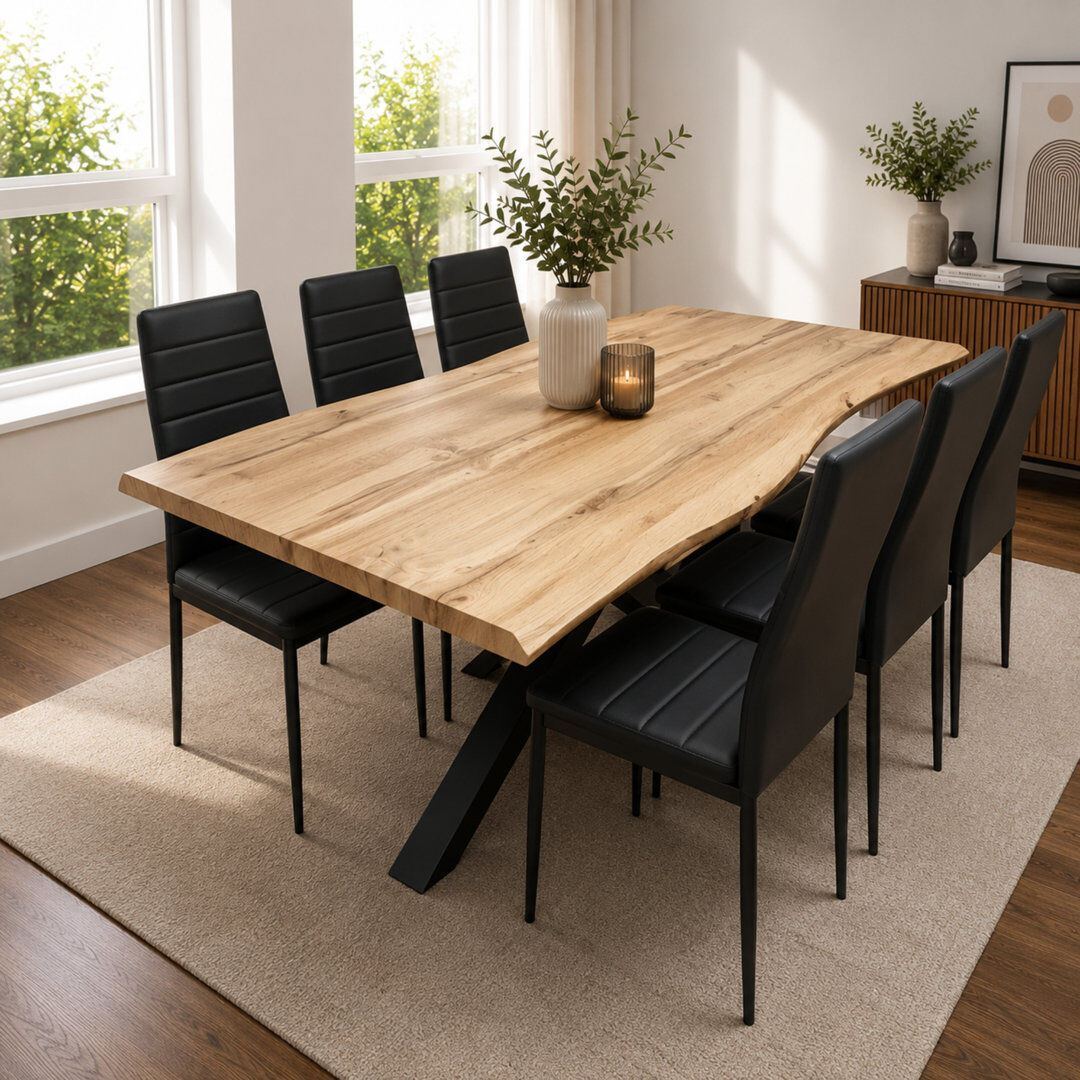 Metro 6 -Person Dining Set Black 75cm H x 117cm W x 77cm D