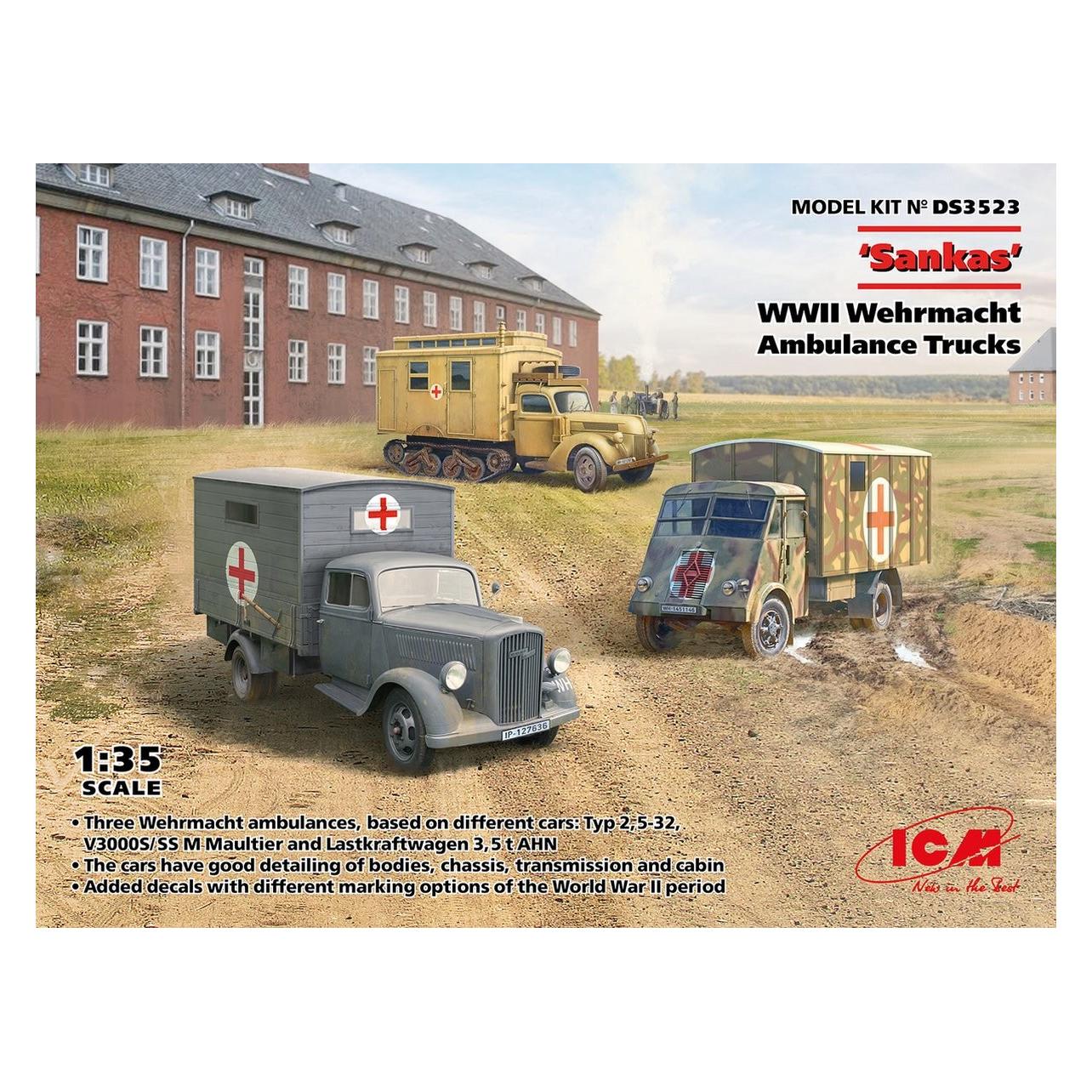 ICM 'Sankas' WWII Wehrmacht Ambulance Trucks (DS3523)