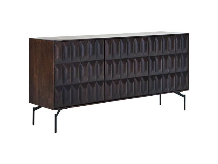 Livetastic Sideboard, Nussbaum, Holz, Metall, Akazie, massiv, 3 Fächer, 160x76x40 cm, Holzmöbel, Kleinmöbel Holz, Holzkommoden, Sideboards Holz