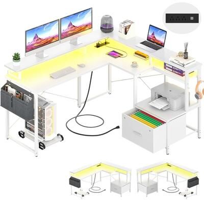 No L Shaped Desk with File Drawe