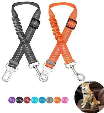 Uplifted Goods Adjustable Reflective Dog Seat Belt Harness For Car Travel khaki