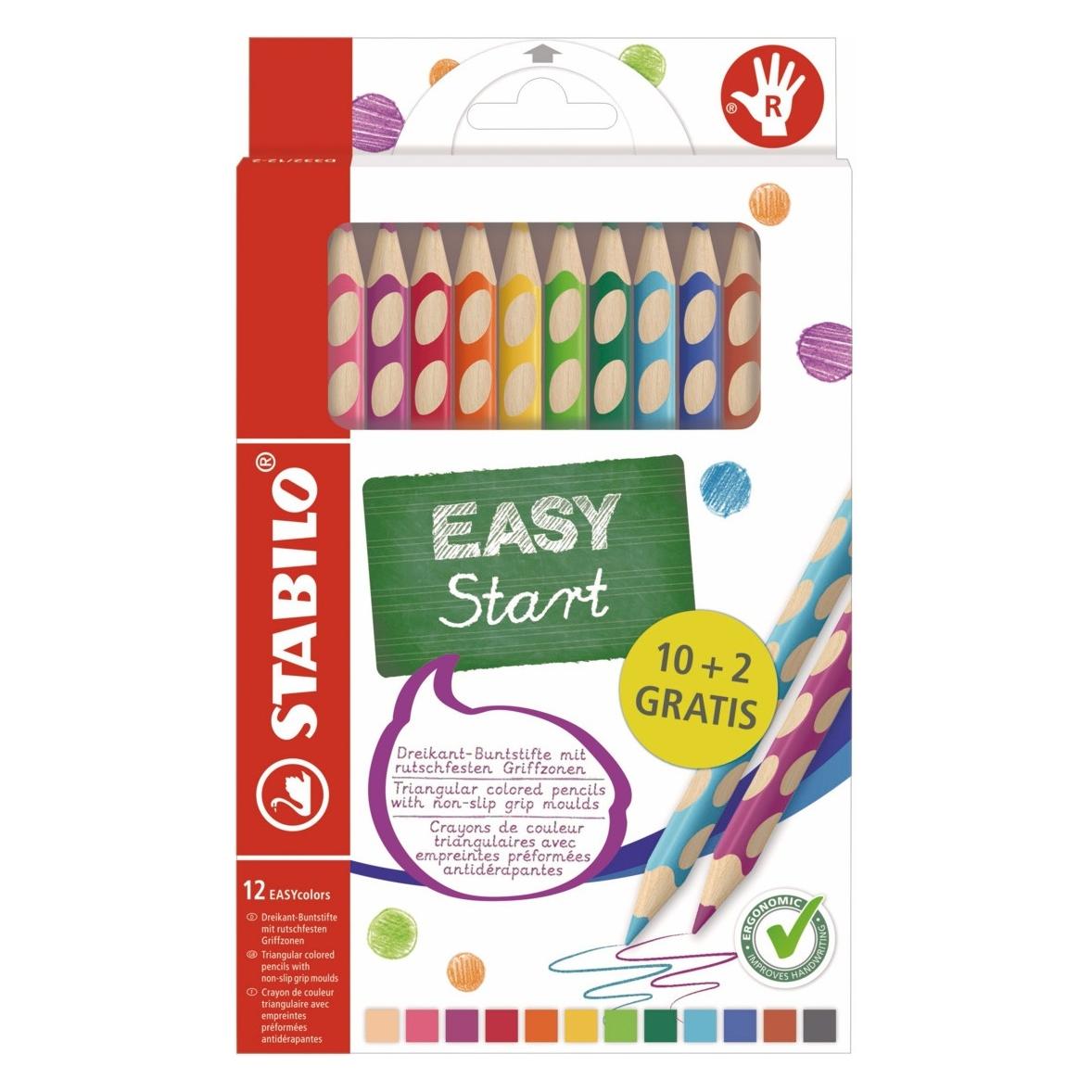 Stabilo Buntstifte EASYcolors R 10+2 Stück Kartonetui (12x) (D332/12-2)
