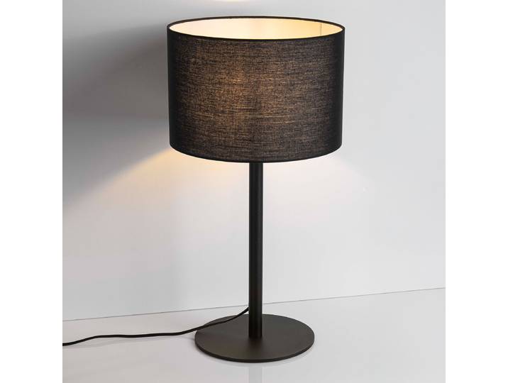 Lampe à poser Sibnia Ø 30cm Noir/Noir Tissu mélangé LED E27