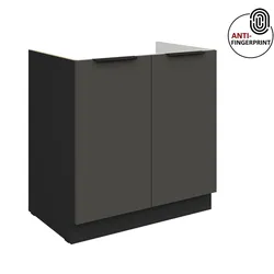 Küchen Spülenschrank 80 Küche ARIA Graphite matt Anti Fingerprint Küchenzeile