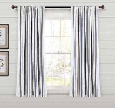 Lush Decor Farmhouse Stripe Yarn Dyed Cotton Window Curtain Panel Pair