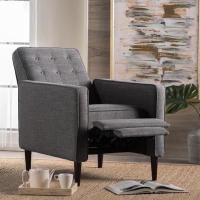 Mervynn Mid-Century Modern Button Tufted Fabric Recliner by Christopher Knight Home