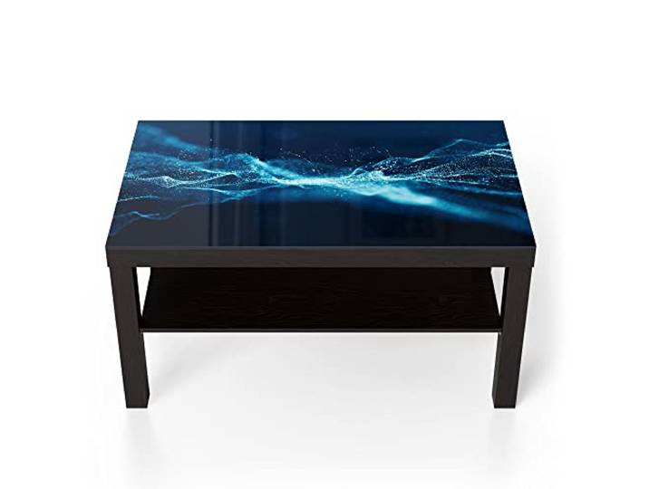 DEQORI Glastisch schwarz groß 90x50 cm Motiv Glühende Partikel ausgefallener Beistelltisch aus Glas Hochglanz Couchtisch fürs Wohnzimmer moderner Couch Tisch mit Design