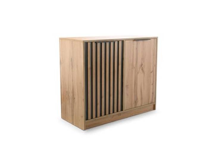 AGMAT-FURNITURE Kommode Nancy LUX 2 Lux 2 mit 2 Türen, Sideboard in Farbe: Craft/Schwarz, Schrank in Größe: 94 x 82 x 41 cm