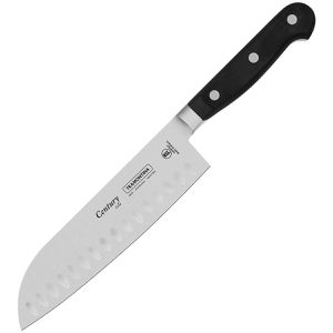 Tramontina Santokumesser Century 24020/107, 18 cm Edelstahlklinge mit Kullenschliff, Kunststoffgriff