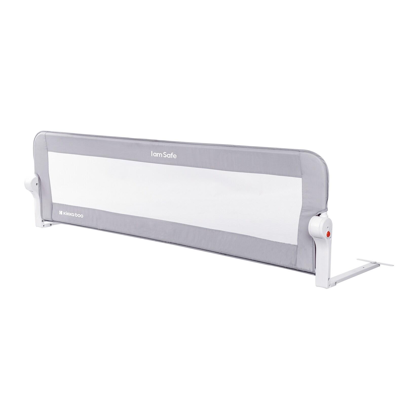 Kikkaboo Bettschutzgitter I am safe 150 cm, klappbar, Bettgitter, ab 18 Monaten hellgrau