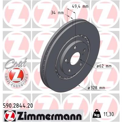 ZIMMERMANN Bremsscheibe 590.2844.20 Vorderachse außenbelüftet 328mm 34mm für LEXUS