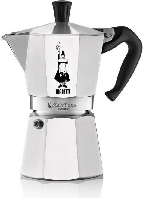 Bialetti Moka Express espressokoker, 6 kopjes, 0,30 liter, zilver