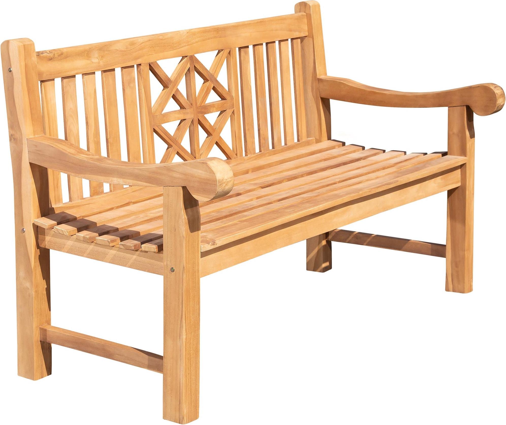 Gartenbank Teakbank VUZAR - Holz Teak 150x72x92 cm | Holzbank 150 Cm Gartenbank Sitzbank Mit Lehne Wetterfest Bank Garten Terrasse