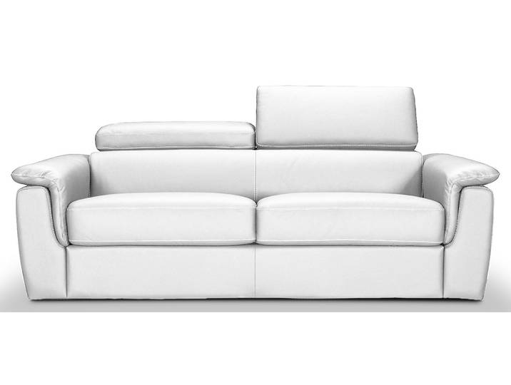 PERLA - Canapé Convertible 4 places - Cuir, Blanc