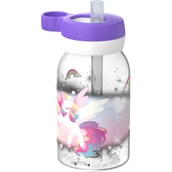 Mepal Campus Kinder Trinkflasche mit Trinkhalm und auslaufsicherem Verschluss 450 ml Unicorn Glow