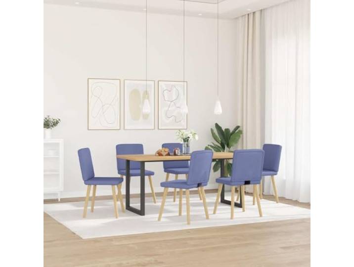 HMDNGOUT Esszimmerstühle 6 STK Jeansblau Stoff Metall Holz Atmungsaktiver Stoff, dickes Schaumstoffpolster, stabiles Metall-Holz-Gestell, Esszimmer Wohnzimmer Gästezimmer