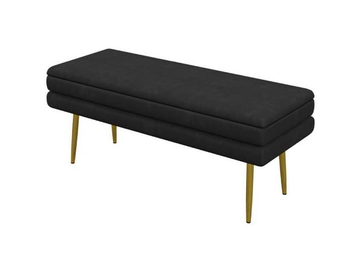 Banquette Logidon aspect velours noir avec espace de rangement pieds en acier