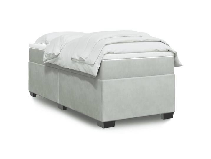 vidaXL Boxspringbett, Boxspringbett mit Matratze Hellgrau 100x200 cm Samt