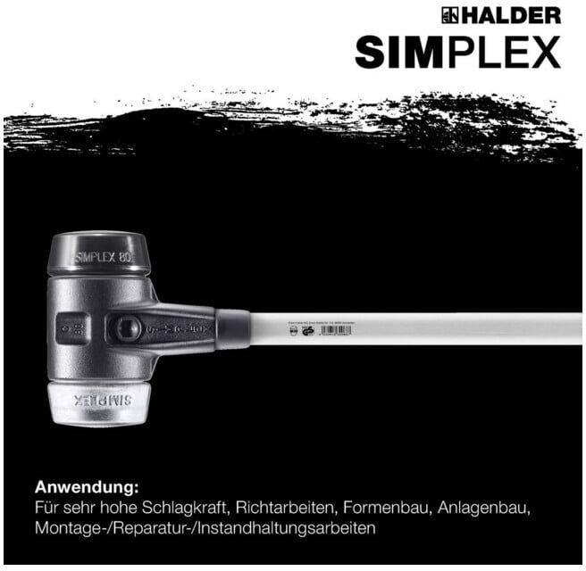 Halder Vorschlaghammer .Simplex Fiber. 80 mm Caoutchouc/Mou (3729.081)