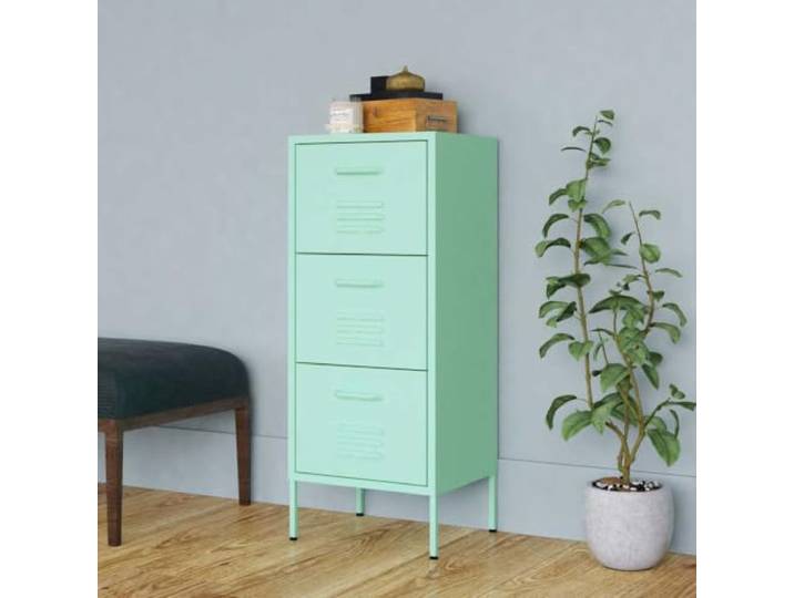 KGHFDVB Lagerschrank Minzgrün 42,5x35x101,5 cm Stahl Mit Schubladen, Vollauszug, Kugelgelagerte Schienen, Höhenverstellbar, Robust