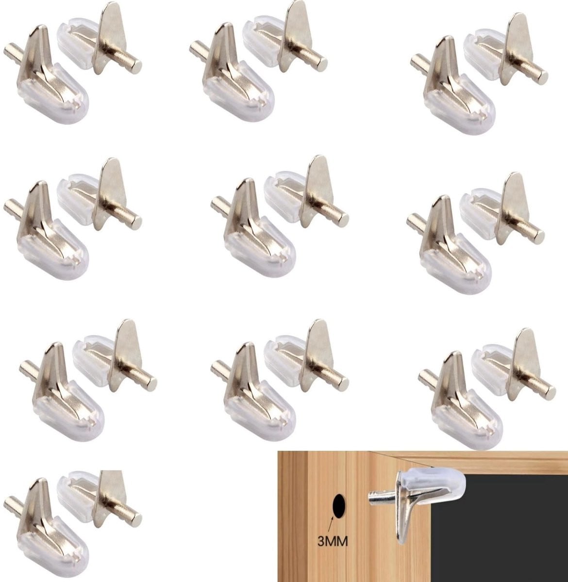 Dailygoods Plankdragers 20 stuks - Glazen Plankdragers in Zinklegering - Antislip en Duurzaam