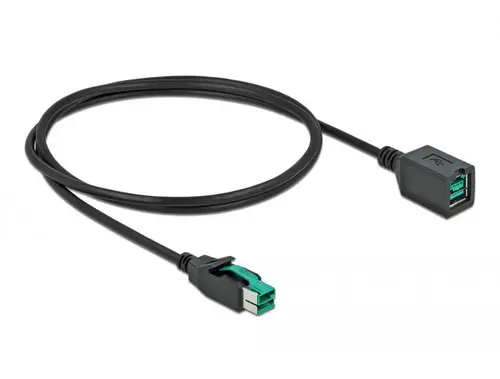 Delock USB-Stromkabel PoweredUSB 12V Stecker, PoweredUSB 12V Buchse 1.00m Schwarz 85980