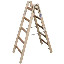 Krause, Leiter + Gerüst, KRAU 170071 Holz Sprossen Stehleiter mit 2x5 Sprossen (Stehleiter, 145 cm)