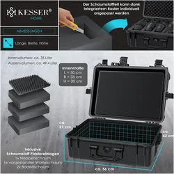 Kesser Fotokoffer Kamerakoffer Transportkoffer Schutzkoffer Kamera (35 l), Kameratasche, Schwarz