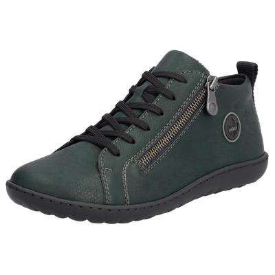 Sneaker RIEKER, Damen, Gr. 40, grün (dunkelgrün), Lederimitat, Schuhe Sneaker, Freizeitschuh, Halbschuh, Schnürschuh in bequemer Form