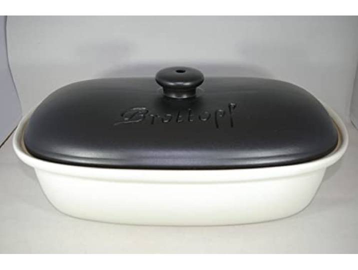 Töpferei Seifert Brottopf weiss/schwarz matt Gross 40 cm Brotkasten Brotbox Brotdose Brotbehälter Steinzeug LxB 41x25