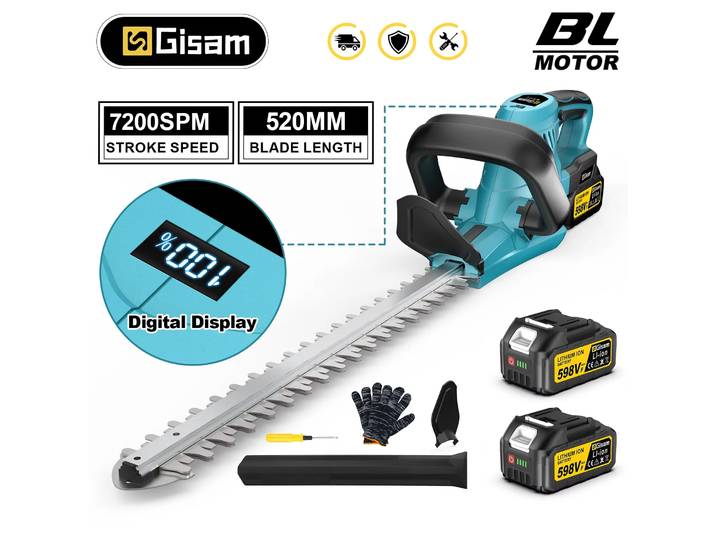 Taille-haie électrique sans fil Gisam 2000W 7200SPM, scie de taille-haie, tondeuse à gazon, outil de jardinage pour batterie Makita 18V