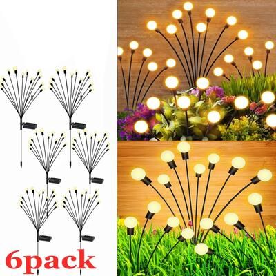 Uplift Picks Solar Swaying Garden Lights Create Firefly Glow Across Patios Paths Yards warm (6 Packs) 10 Led