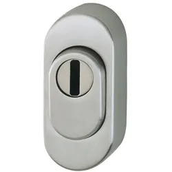Hoppe, Türgriff + Türgarnitur, Schutzrosette E55S-ZA Edelstahl F69 oval mit Zylinderabdeckung Stärke 16 mm (Türgriff)