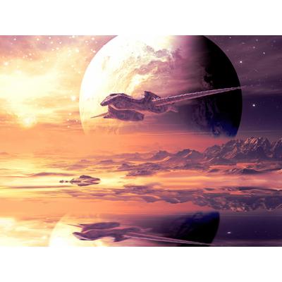 Fototapete PAPERMOON "PLANETEN-FANTASIE FUTURISTISCH ALIEN MOON GALAXIE XXL", bunt, B:2,5m L:1,86m, Vlies, Tapeten