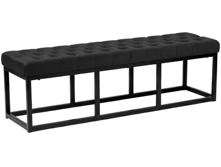 Banquette avec cadre en métal et assise en samt noir