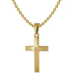 trendor 75426 Kreuz-Anhänger Gold 333 / 8 Karat mit vergoldeter Halskette, 38 cm