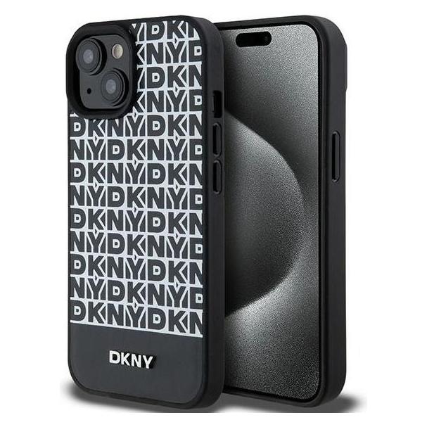 DKNY DKHMP15SPSOSPK iPhone 15 / 14 / 13 6.1" czarny/black hardcase Leather Printed Pattern Metal Log (Apple iPhone 15) (1714462325)