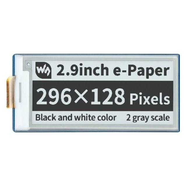WaveShare 19408 E-Paper-Display - 2,9 Zoll, Schwarz-Weiss - 296 x 128 SPI für Raspberry Pi Pico (WSR-18992)