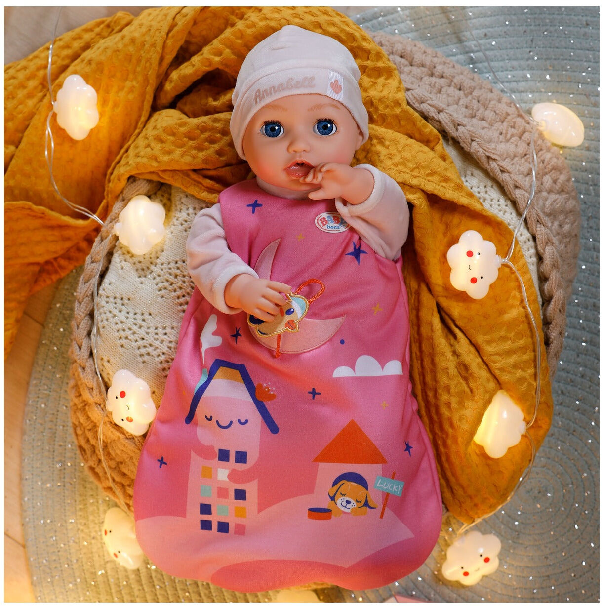 Zapf Creation BABY born Moon Sleeping Bag for 36–43cm Dolls - Soft Pink Accessory for Imaginative Play - BABY born Dolls - 36-43cm