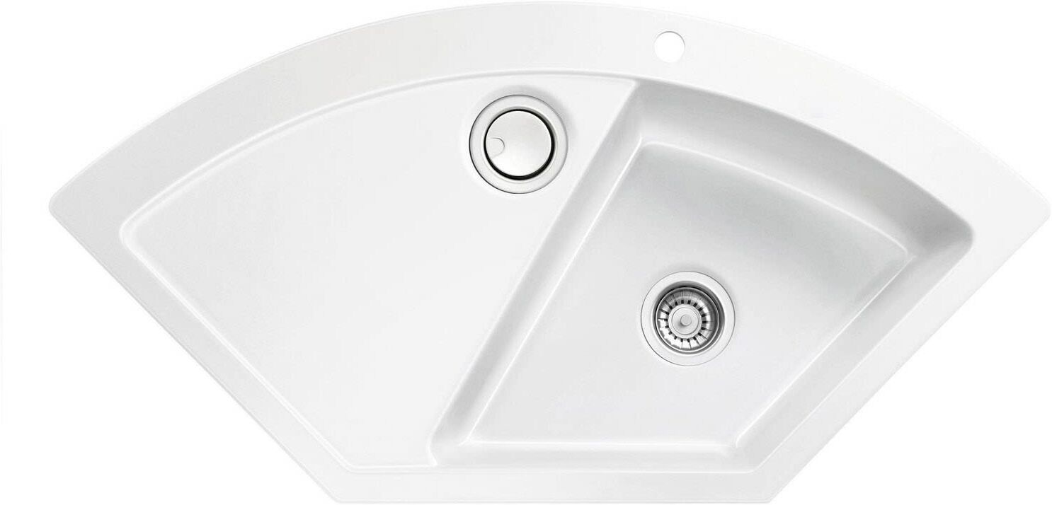 Systemceram Keradomo Mera corner inset sink with excenter operation, incl. tap hole 505102-12