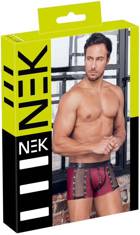 NEK Boxer moulant rouge avec détails noirs et studs argentés