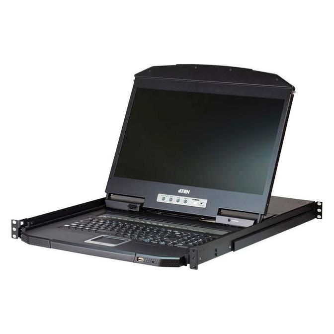 Aten CL3108NX KVM-Switch, 18,5Zoll TFT, VGA, PS/2-USB, 8 Port, Tastaturlayout US (CL3108NX US)