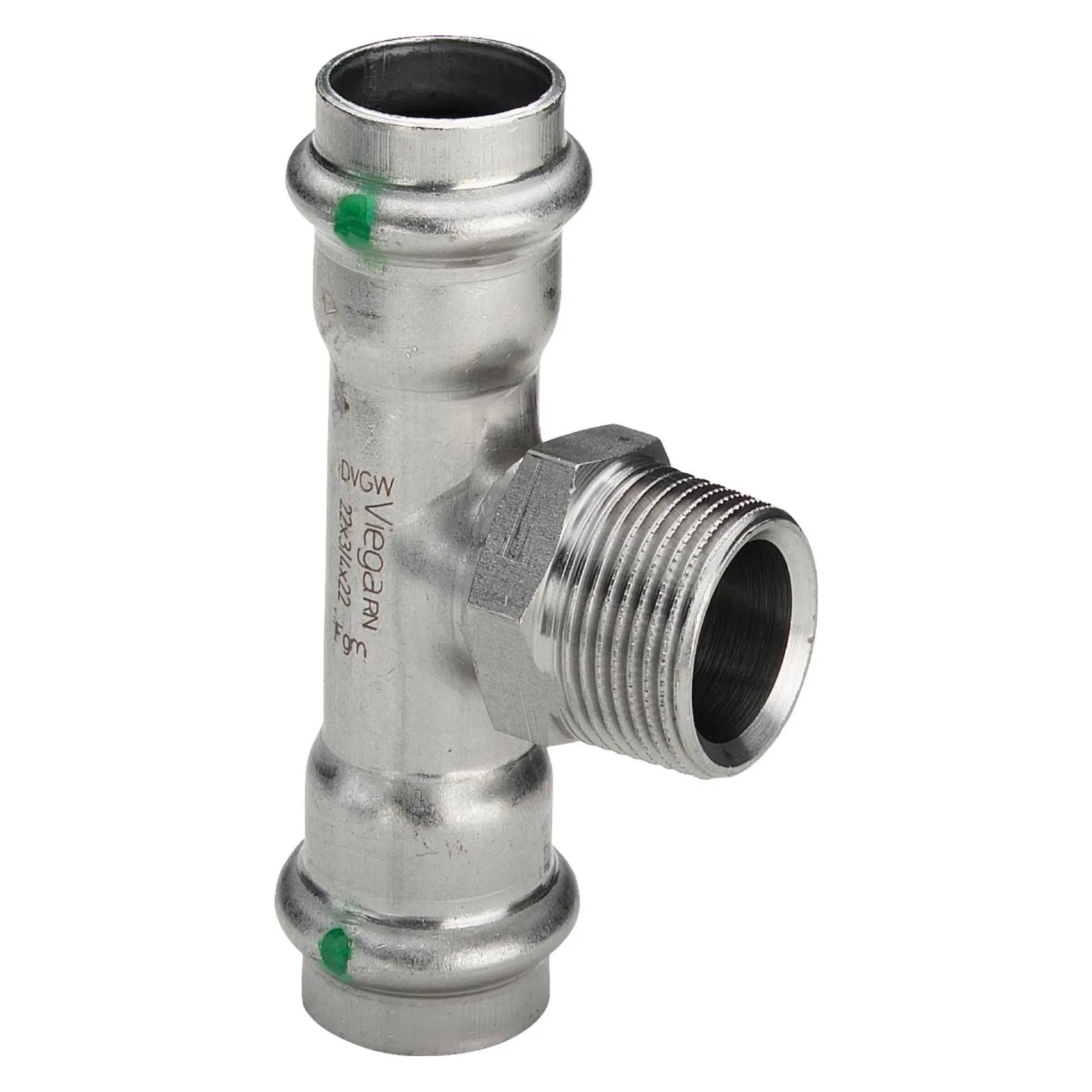 Viega Sanpress Inox-T-Stück, d1 22, R 3/4, d2 22 Stahl nichtrostend Modell 2317.1 (T-Verbindung) (445980)