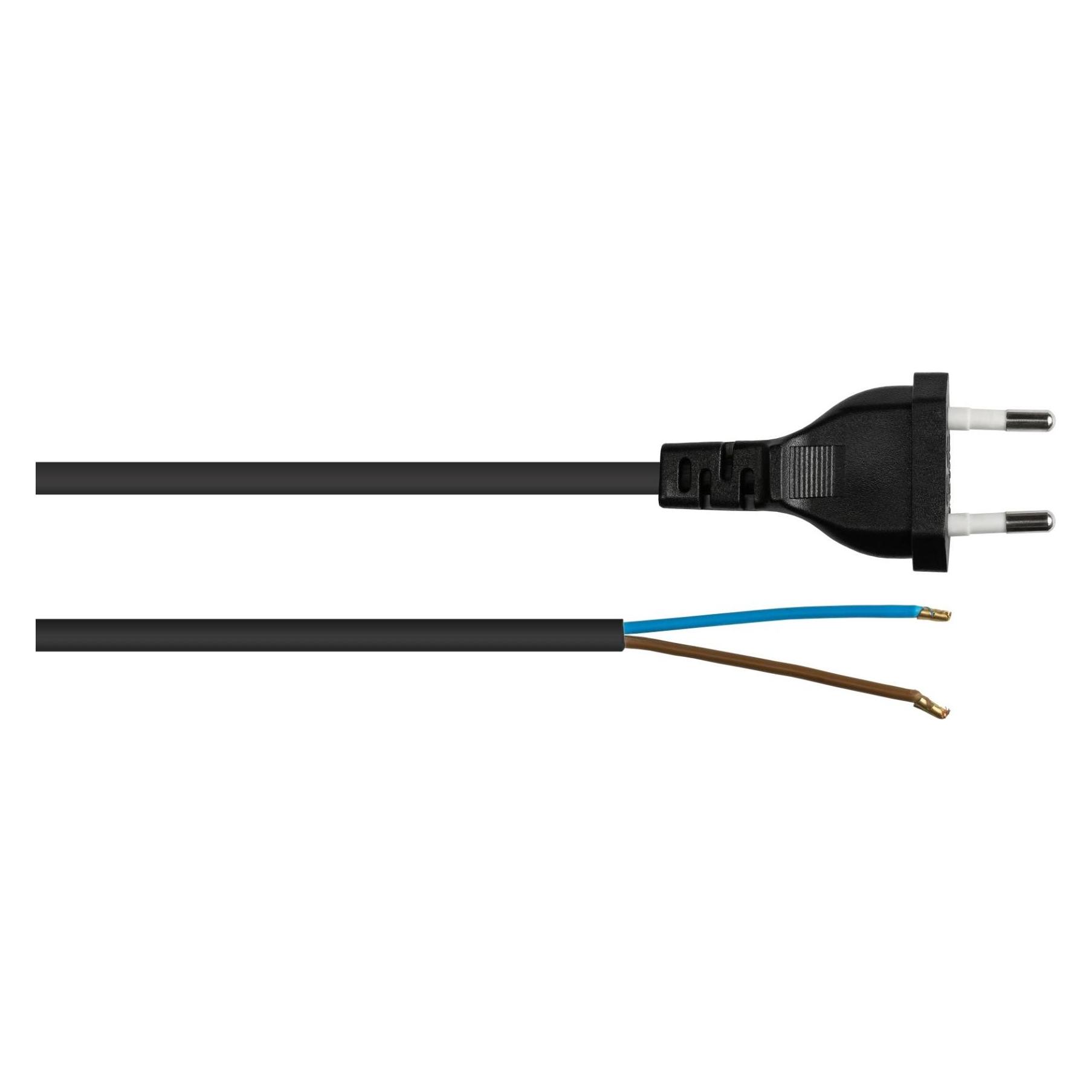 Kabelmeister Euro-Netzkabel Euro-Stecker Typ C an abisolierte Enden, schwarz, 0,75 mm², 1,5 m (1.50 m) (SK0385-S015)