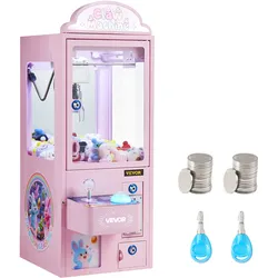 VEVOR Greifautomat, Greifer, mittelgroßer Spielautomat mit Licht & Ton, Präzisionsstahlklaue mit verstellbarem Griff für Plüschtiere, Verkaufsspielzeug, für kommerzielle Heimpartys & Kinos, Pink