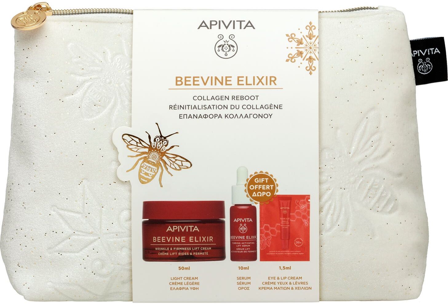 Apivita Pack Beevine Elixir crema Lift y Firmeza textura ligera + Sérum 10 ml + contorno de ojos 1,5ml