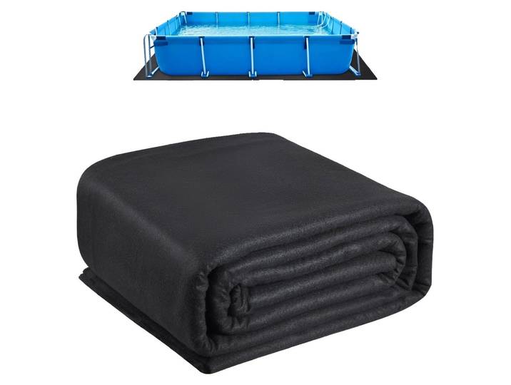 VEVOR Tapis de piscine rectangulaire 3\,6 x 7\,3 m\, pour le revêtement de sol des piscines hors sol\, matériau géotextile pour prolonger la durée de vie du revêtement